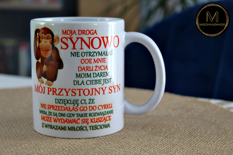Zabawny kubek dla synowej - Małpa