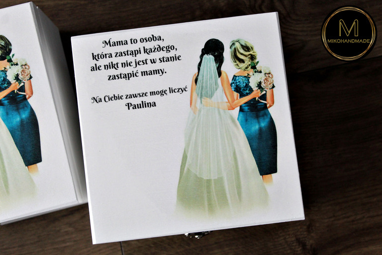 Prośba o pomoc w dniu ślubu dla Mamy - personalizowany wygląd osób + kubek (Wz.2) (8)