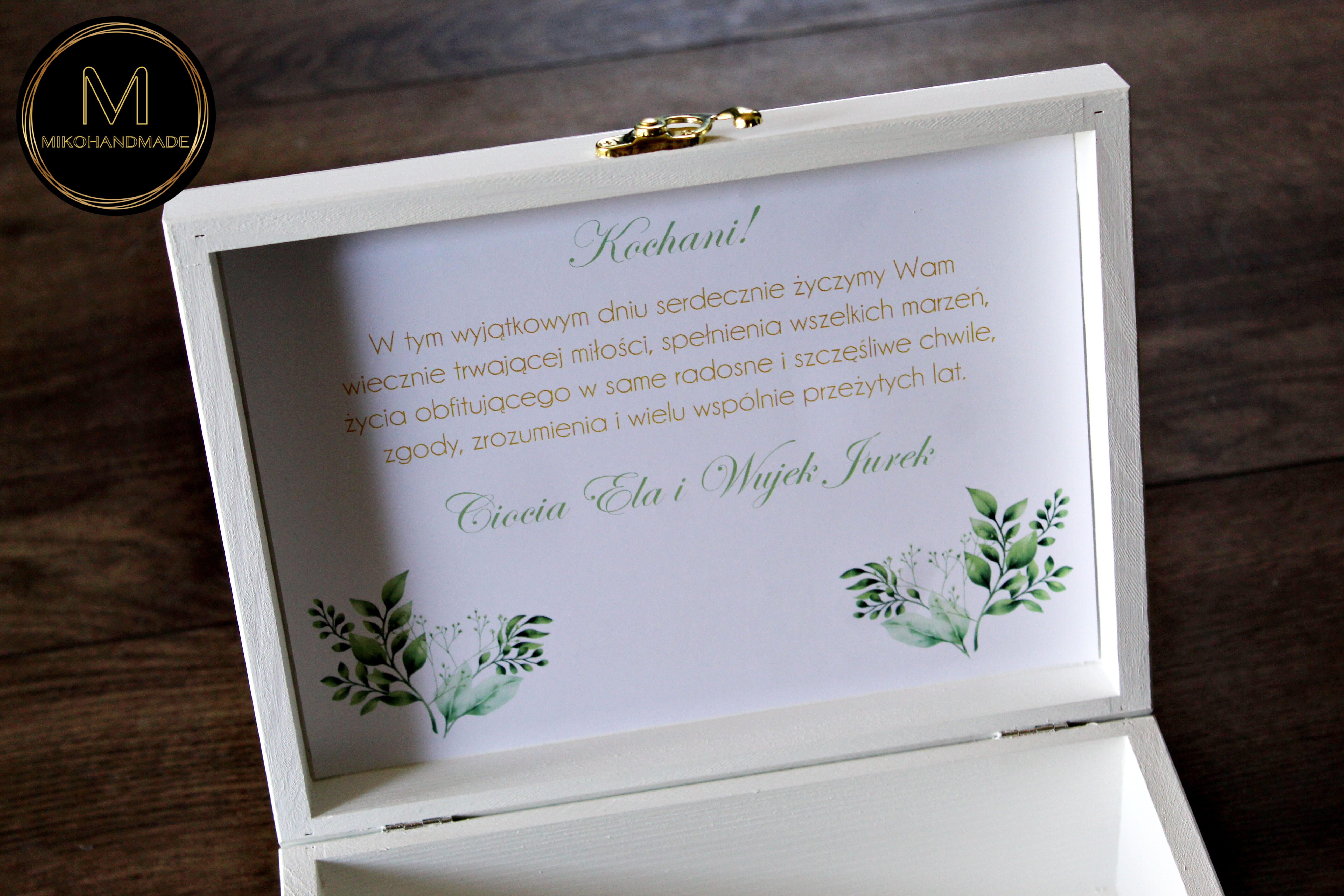 Eleganckie, personalizowane pudełko na prezent ślubny – wyjątkowy upominek dla Nowożeńców - Motyw roślinny | gipsówka (4)