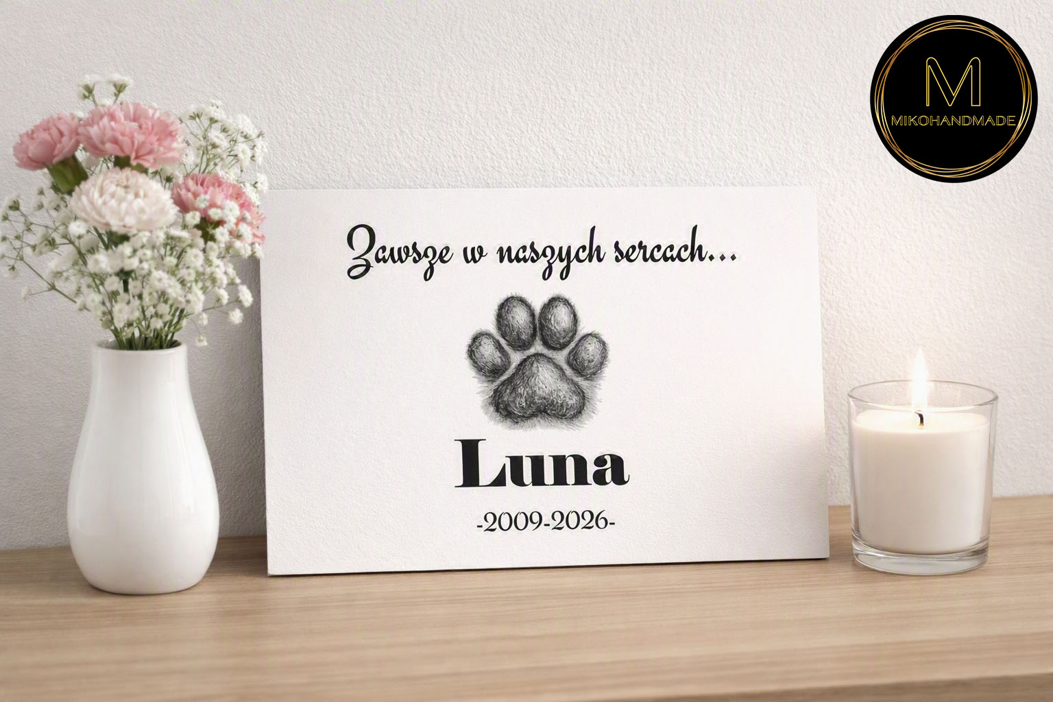 Personalizowana tabliczka upamiętniająca zmarłego kota - Na zawsze