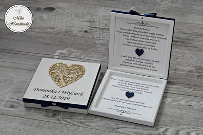 Pudełko z prośbą o błogosławieństwo białe - personalizowane