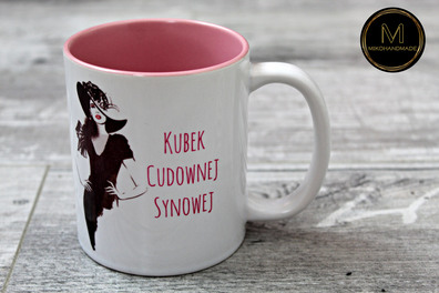 Kubek cudownej Synowej - różowy środek