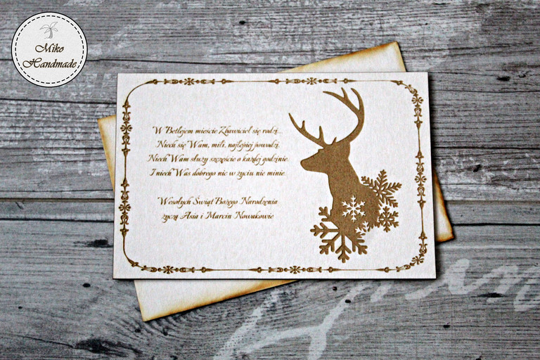 Naturalna kartka Świąteczna z Twoimi życzeniami - Renifer