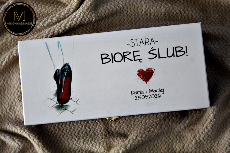 Personalizowana skrzynka z prośbą o świadkowanie - Stara Biorę ślub! (3)