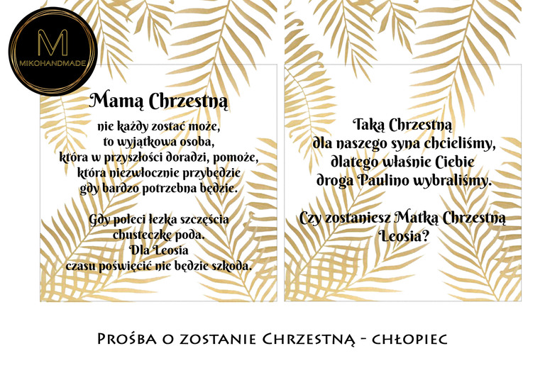 Prośba o zostanie Chrzestną/Chrzestnym - liście (wybierz kolor pudełka) (7)