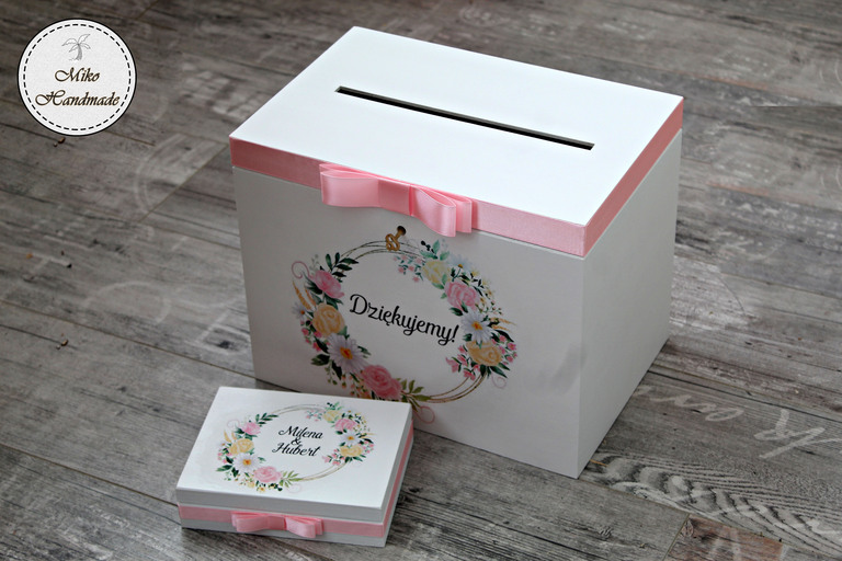 Komplet pudełek ślubnych - pastelowe kwiaty (1)