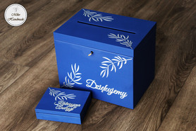 Komplet pudełek ślubnych - srebrne liście (wybierz kolor pudełka)