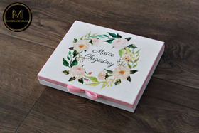 Pudełko na Merci z Personalizowanym Podziękowaniem - Rustykalne kwiaty (Ślub, Komunia, Chrzest)