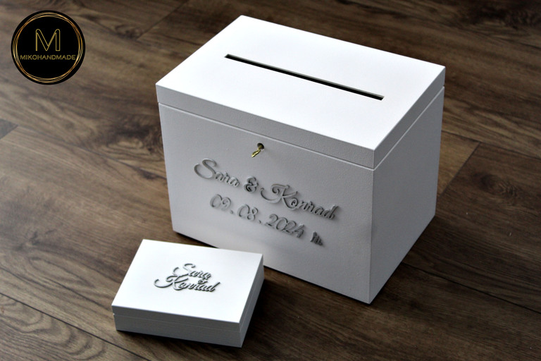 Komplet pudełek ślubnych - wybierz kolor pudełka (Srebrne napisy) (1)