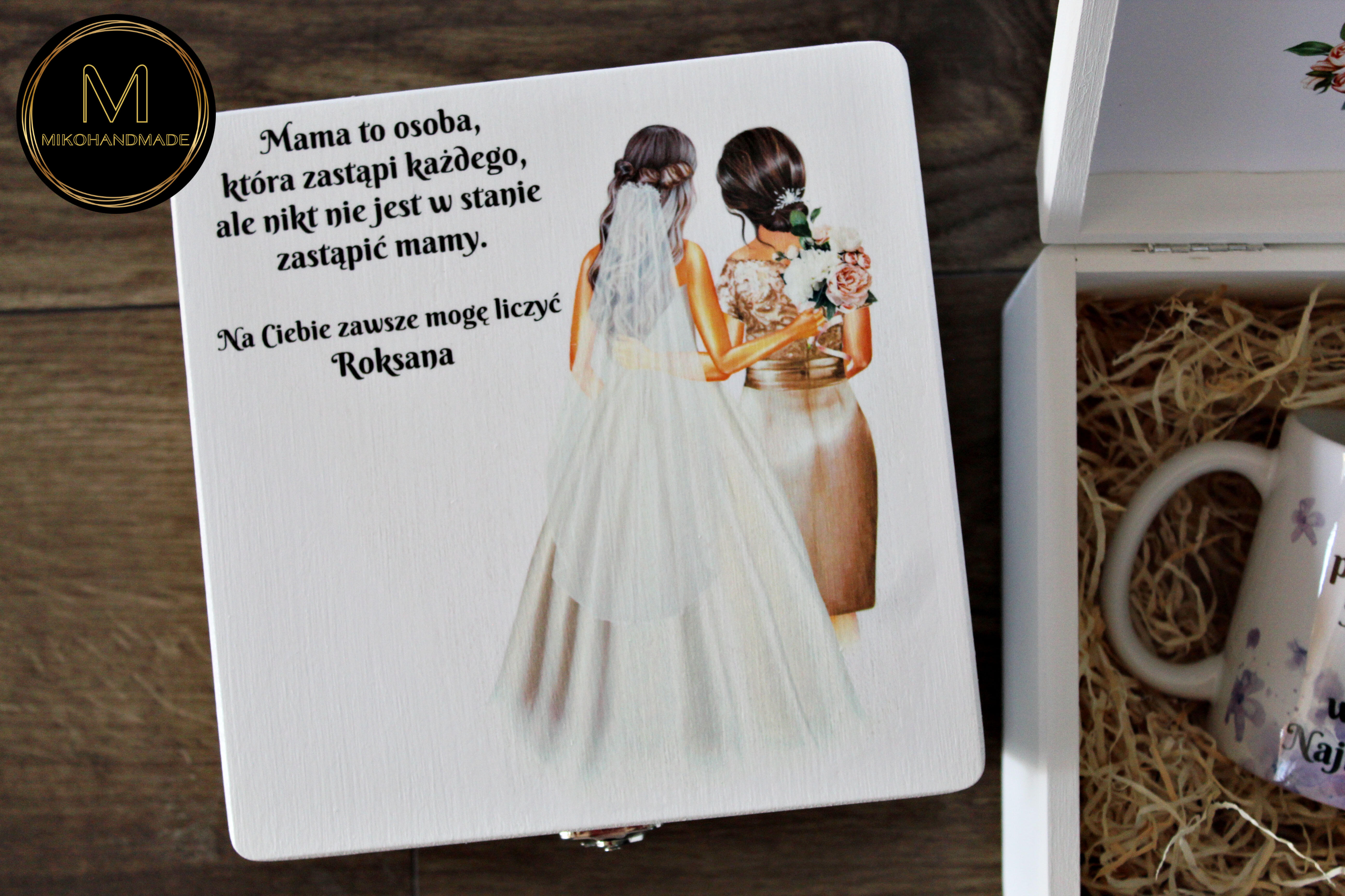 Prośba o pomoc w dniu ślubu dla Mamy - personalizowany wygląd osób + kubek (Wz.1) (7)