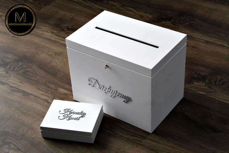 Komplet pudełek ślubnych - wybierz kolor pudełka (srebrne napisy) (1)