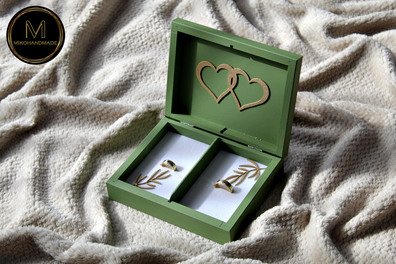 Pudełko na obrączki - liście (Ślubuję Ci)